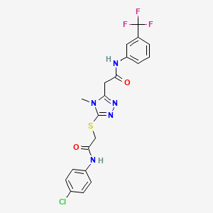 molecular formula C20H17ClF3N5O2S B4748748 2-[5-({2-[(4-chlorophenyl)amino]-2-oxoethyl}thio)-4-methyl-4H-1,2,4-triazol-3-yl]-N-[3-(trifluoromethyl)phenyl]acetamide 