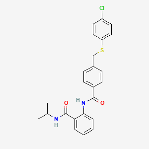 molecular formula C24H23ClN2O2S B4748795 2-[(4-{[(4-chlorophenyl)thio]methyl}benzoyl)amino]-N-isopropylbenzamide 
