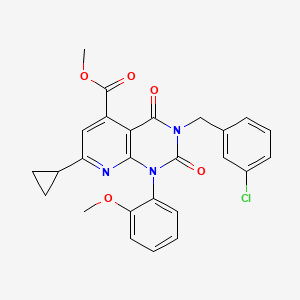 molecular formula C26H22ClN3O5 B4748801 methyl 3-(3-chlorobenzyl)-7-cyclopropyl-1-(2-methoxyphenyl)-2,4-dioxo-1,2,3,4-tetrahydropyrido[2,3-d]pyrimidine-5-carboxylate 