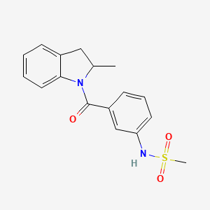 molecular formula C17H18N2O3S B4748804 N-{3-[(2-methyl-2,3-dihydro-1H-indol-1-yl)carbonyl]phenyl}methanesulfonamide 