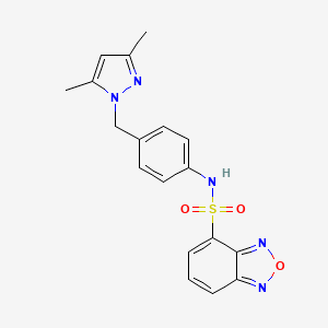 molecular formula C18H17N5O3S B4748812 N-{4-[(3,5-dimethyl-1H-pyrazol-1-yl)methyl]phenyl}-2,1,3-benzoxadiazole-4-sulfonamide 