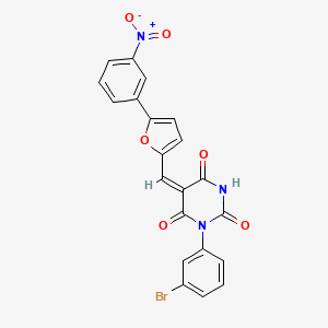 molecular formula C21H12BrN3O6 B4748854 1-(3-bromophenyl)-5-{[5-(3-nitrophenyl)-2-furyl]methylene}-2,4,6(1H,3H,5H)-pyrimidinetrione 
