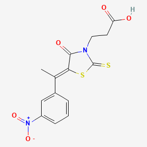 molecular formula C14H12N2O5S2 B4748869 3-{5-[1-(3-nitrophenyl)ethylidene]-4-oxo-2-thioxo-1,3-thiazolidin-3-yl}propanoic acid 
