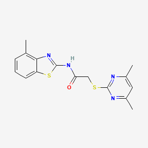 molecular formula C16H16N4OS2 B4748885 2-[(4,6-dimethyl-2-pyrimidinyl)thio]-N-(4-methyl-1,3-benzothiazol-2-yl)acetamide 