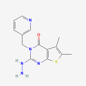 molecular formula C14H15N5OS B4748903 2-hydrazino-5,6-dimethyl-3-(3-pyridinylmethyl)thieno[2,3-d]pyrimidin-4(3H)-one 