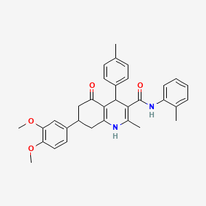 molecular formula C33H34N2O4 B4748908 7-(3,4-dimethoxyphenyl)-2-methyl-N-(2-methylphenyl)-4-(4-methylphenyl)-5-oxo-1,4,5,6,7,8-hexahydro-3-quinolinecarboxamide 