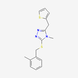 molecular formula C16H17N3S2 B4748926 4-methyl-3-[(2-methylbenzyl)thio]-5-(2-thienylmethyl)-4H-1,2,4-triazole 