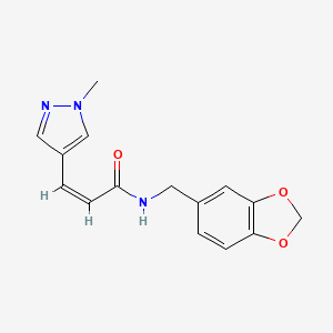 molecular formula C15H15N3O3 B4748985 N-(1,3-benzodioxol-5-ylmethyl)-3-(1-methyl-1H-pyrazol-4-yl)acrylamide 