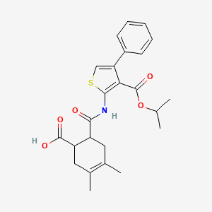 molecular formula C24H27NO5S B4749000 6-({[3-(isopropoxycarbonyl)-4-phenyl-2-thienyl]amino}carbonyl)-3,4-dimethyl-3-cyclohexene-1-carboxylic acid 