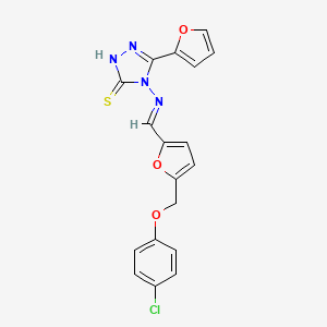 4-[({5-[(4-chlorophenoxy)methyl]-2-furyl}methylene)amino]-5-(2-furyl)-4H-1,2,4-triazole-3-thiol