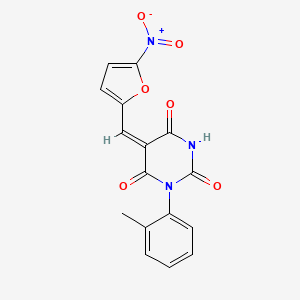 molecular formula C16H11N3O6 B4749045 1-(2-methylphenyl)-5-[(5-nitro-2-furyl)methylene]-2,4,6(1H,3H,5H)-pyrimidinetrione 
