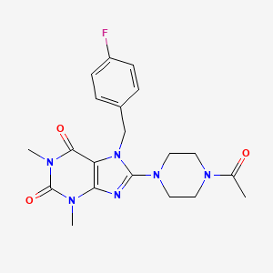 molecular formula C20H23FN6O3 B4749055 8-(4-acetyl-1-piperazinyl)-7-(4-fluorobenzyl)-1,3-dimethyl-3,7-dihydro-1H-purine-2,6-dione 