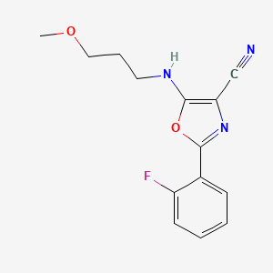 molecular formula C14H14FN3O2 B4749104 2-(2-fluorophenyl)-5-[(3-methoxypropyl)amino]-1,3-oxazole-4-carbonitrile 
