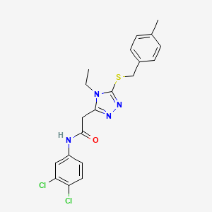 molecular formula C20H20Cl2N4OS B4749110 N-(3,4-dichlorophenyl)-2-{4-ethyl-5-[(4-methylbenzyl)thio]-4H-1,2,4-triazol-3-yl}acetamide 