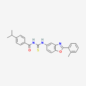 molecular formula C25H23N3O2S B4749120 4-isopropyl-N-({[2-(2-methylphenyl)-1,3-benzoxazol-5-yl]amino}carbonothioyl)benzamide 