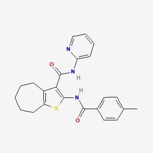 molecular formula C23H23N3O2S B4749131 2-[(4-methylbenzoyl)amino]-N-2-pyridinyl-5,6,7,8-tetrahydro-4H-cyclohepta[b]thiophene-3-carboxamide 