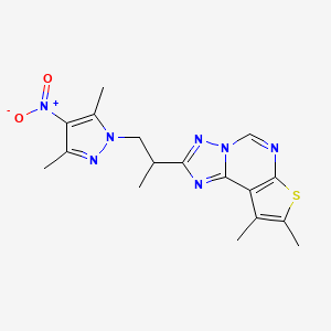 molecular formula C17H19N7O2S B4749147 2-[2-(3,5-dimethyl-4-nitro-1H-pyrazol-1-yl)-1-methylethyl]-8,9-dimethylthieno[3,2-e][1,2,4]triazolo[1,5-c]pyrimidine 