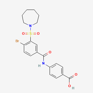 molecular formula C20H21BrN2O5S B4749159 4-{[3-(1-azepanylsulfonyl)-4-bromobenzoyl]amino}benzoic acid 