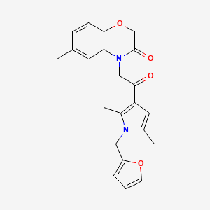 molecular formula C22H22N2O4 B4749186 4-{2-[1-(2-furylmethyl)-2,5-dimethyl-1H-pyrrol-3-yl]-2-oxoethyl}-6-methyl-2H-1,4-benzoxazin-3(4H)-one 