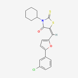 molecular formula C20H18ClNO2S2 B4749223 5-{[5-(3-chlorophenyl)-2-furyl]methylene}-3-cyclohexyl-2-thioxo-1,3-thiazolidin-4-one 