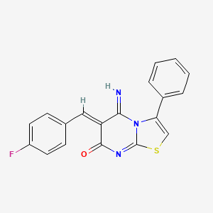 molecular formula C19H12FN3OS B4749236 6-(4-fluorobenzylidene)-5-imino-3-phenyl-5,6-dihydro-7H-[1,3]thiazolo[3,2-a]pyrimidin-7-one 