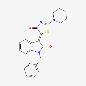 molecular formula C23H21N3O2S B4749252 1-benzyl-3-[4-oxo-2-(1-piperidinyl)-1,3-thiazol-5(4H)-ylidene]-1,3-dihydro-2H-indol-2-one 