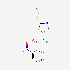 molecular formula C11H10N4O3S2 B4749262 N-[5-(ethylthio)-1,3,4-thiadiazol-2-yl]-2-nitrobenzamide 