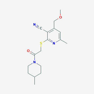 4-(methoxymethyl)-6-methyl-2-{[2-(4-methyl-1-piperidinyl)-2-oxoethyl]thio}nicotinonitrile