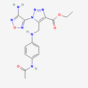 molecular formula C16H18N8O4 B4749312 ethyl 5-({[4-(acetylamino)phenyl]amino}methyl)-1-(4-amino-1,2,5-oxadiazol-3-yl)-1H-1,2,3-triazole-4-carboxylate 