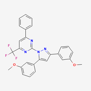 molecular formula C28H21F3N4O2 B4749398 2-[3,5-bis(3-methoxyphenyl)-1H-pyrazol-1-yl]-4-phenyl-6-(trifluoromethyl)pyrimidine 