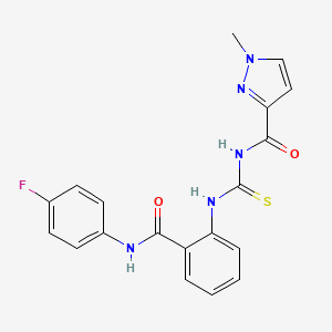 molecular formula C19H16FN5O2S B4749402 N-{[(2-{[(4-fluorophenyl)amino]carbonyl}phenyl)amino]carbonothioyl}-1-methyl-1H-pyrazole-3-carboxamide 