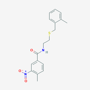 molecular formula C18H20N2O3S B4749444 4-methyl-N-{2-[(2-methylbenzyl)thio]ethyl}-3-nitrobenzamide 