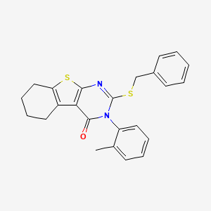 molecular formula C24H22N2OS2 B4749457 2-(benzylthio)-3-(2-methylphenyl)-5,6,7,8-tetrahydro[1]benzothieno[2,3-d]pyrimidin-4(3H)-one 