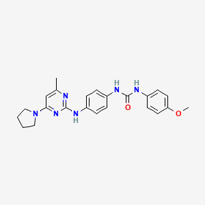 molecular formula C23H26N6O2 B4749463 N-(4-methoxyphenyl)-N'-(4-{[4-methyl-6-(1-pyrrolidinyl)-2-pyrimidinyl]amino}phenyl)urea 