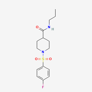 molecular formula C15H21FN2O3S B4749470 1-[(4-fluorophenyl)sulfonyl]-N-propyl-4-piperidinecarboxamide 