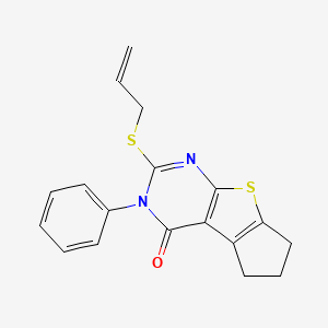 molecular formula C18H16N2OS2 B4749497 2-(allylthio)-3-phenyl-3,5,6,7-tetrahydro-4H-cyclopenta[4,5]thieno[2,3-d]pyrimidin-4-one 