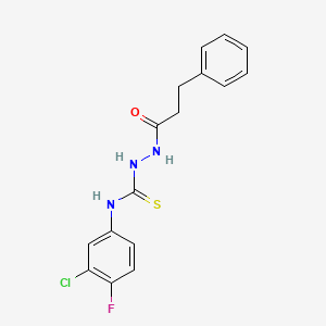 N-(3-chloro-4-fluorophenyl)-2-(3-phenylpropanoyl)hydrazinecarbothioamide