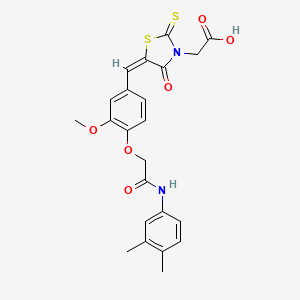 molecular formula C23H22N2O6S2 B4749547 [5-(4-{2-[(3,4-dimethylphenyl)amino]-2-oxoethoxy}-3-methoxybenzylidene)-4-oxo-2-thioxo-1,3-thiazolidin-3-yl]acetic acid 