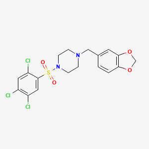 molecular formula C18H17Cl3N2O4S B4749647 1-(1,3-benzodioxol-5-ylmethyl)-4-[(2,4,5-trichlorophenyl)sulfonyl]piperazine 