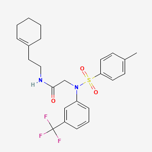 molecular formula C24H27F3N2O3S B4749650 N~1~-[2-(1-cyclohexen-1-yl)ethyl]-N~2~-[(4-methylphenyl)sulfonyl]-N~2~-[3-(trifluoromethyl)phenyl]glycinamide 