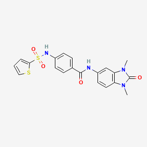 molecular formula C20H18N4O4S2 B4749673 N-(1,3-dimethyl-2-oxo-2,3-dihydro-1H-benzimidazol-5-yl)-4-[(2-thienylsulfonyl)amino]benzamide 