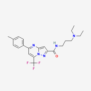 molecular formula C22H26F3N5O B4749686 N-[3-(diethylamino)propyl]-5-(4-methylphenyl)-7-(trifluoromethyl)pyrazolo[1,5-a]pyrimidine-2-carboxamide 