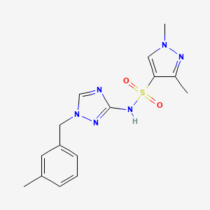 molecular formula C15H18N6O2S B4749697 1,3-dimethyl-N-[1-(3-methylbenzyl)-1H-1,2,4-triazol-3-yl]-1H-pyrazole-4-sulfonamide 