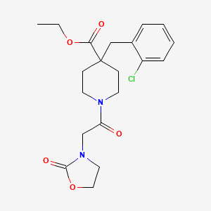 molecular formula C20H25ClN2O5 B4749714 ethyl 4-(2-chlorobenzyl)-1-[(2-oxo-1,3-oxazolidin-3-yl)acetyl]-4-piperidinecarboxylate 
