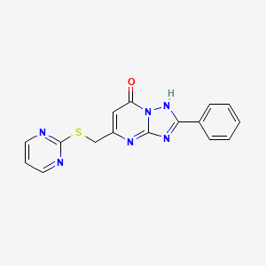 molecular formula C16H12N6OS B4749718 2-phenyl-5-[(2-pyrimidinylthio)methyl][1,2,4]triazolo[1,5-a]pyrimidin-7(4H)-one 