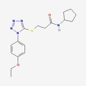 molecular formula C17H23N5O2S B4749757 N-cyclopentyl-3-{[1-(4-ethoxyphenyl)-1H-tetrazol-5-yl]thio}propanamide 