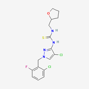 molecular formula C16H17Cl2FN4OS B4749763 N-[4-chloro-1-(2-chloro-6-fluorobenzyl)-1H-pyrazol-3-yl]-N'-(tetrahydro-2-furanylmethyl)thiourea 