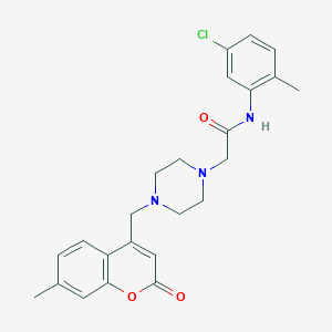 molecular formula C24H26ClN3O3 B4749785 N-(5-chloro-2-methylphenyl)-2-{4-[(7-methyl-2-oxo-2H-chromen-4-yl)methyl]-1-piperazinyl}acetamide 