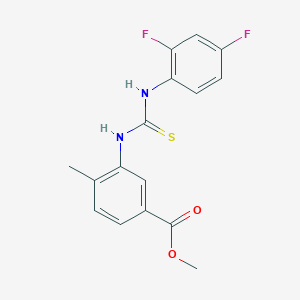 molecular formula C16H14F2N2O2S B4749866 methyl 3-({[(2,4-difluorophenyl)amino]carbonothioyl}amino)-4-methylbenzoate 