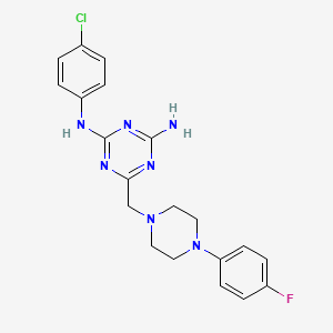 molecular formula C20H21ClFN7 B4749868 N-(4-chlorophenyl)-6-{[4-(4-fluorophenyl)-1-piperazinyl]methyl}-1,3,5-triazine-2,4-diamine 
